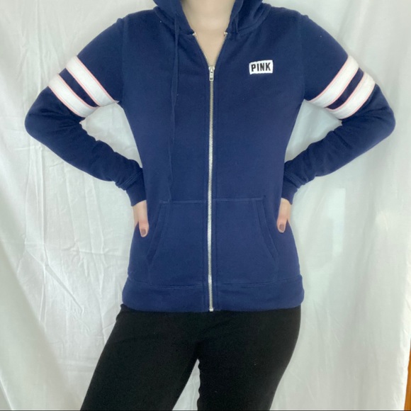 PINK Victoria’s Secret Navy Blue Zip Up Jacket - Picture 2 of 7